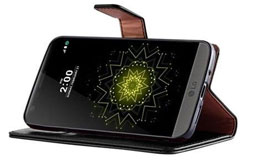 Kleine Grafik zum Thema Handyhüllen mit einem Handy von LG in schwarzem Etui