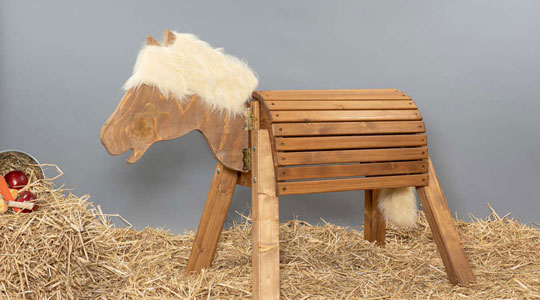 Grafik zum Thema Holzpferd mit einem Minishetty namens Charly des yatego-Shops dein-holzpferd.yatego.com